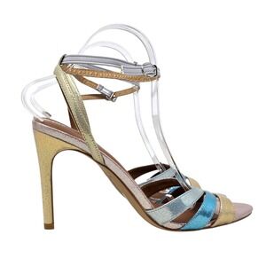 Kurt Geiger London Multi Ankle Strap Dress Stiletto Heels Sandals Gold Blue 40.5